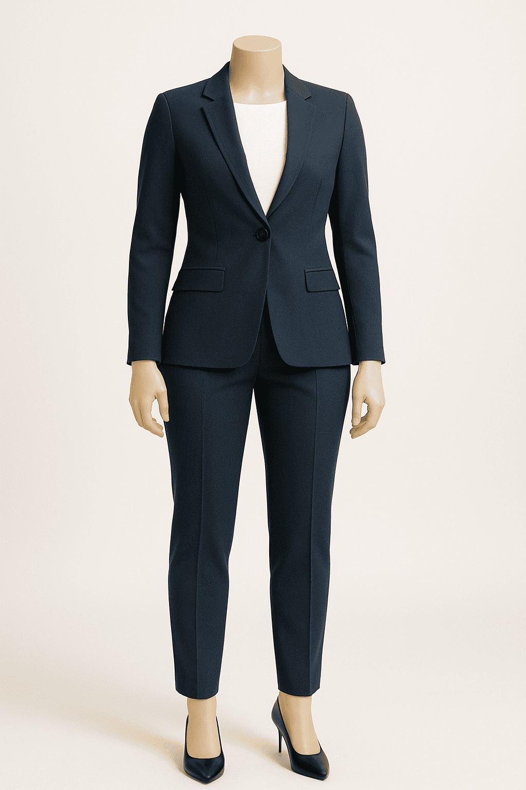 Navy Pant Suit on Manikin